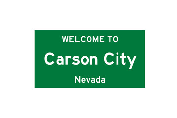 Carson City, Nevada, USA. City limit sign on transparent background. 