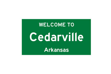 Cedarville, Arkansas, USA. City limit sign on transparent background. 