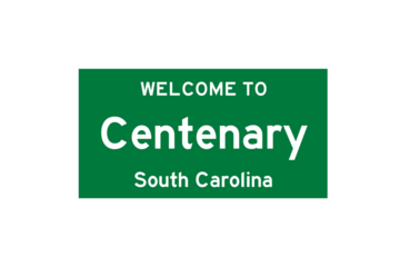 Centenary, South Carolina, USA. City limit sign on transparent background. 