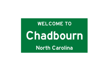 Chadbourn, North Carolina, USA. City limit sign on transparent background. 