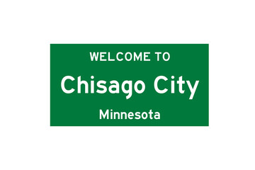 Chisago City, Minnesota, USA. City limit sign on transparent background. 