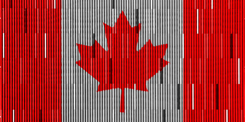 Canada flag on the texture. Concept collage.