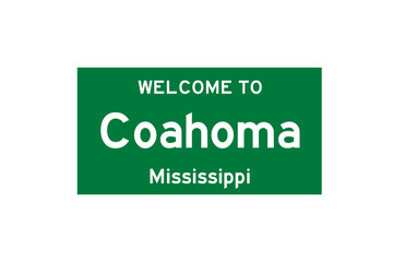 Coahoma, Mississippi, USA. City limit sign on transparent background. 