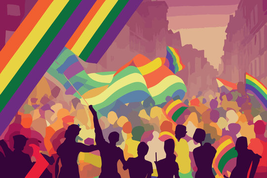 Lgbt people tolerance, parade, flags, support lgbtq+ community