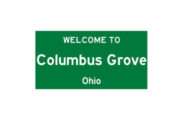 Columbus Grove, Ohio, USA. City limit sign on transparent background. 