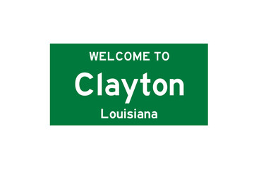 Clayton, Louisiana, USA. City limit sign on transparent background. 