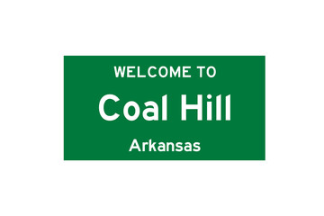 Coal Hill, Arkansas, USA. City limit sign on transparent background. 