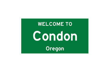 Condon, Oregon, USA. City limit sign on transparent background. 