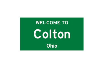 Colton, Ohio, USA. City limit sign on transparent background. 