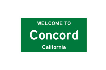 Concord, California, USA. City limit sign on transparent background. 