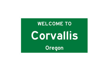 Corvallis, Oregon, USA. City limit sign on transparent background. 