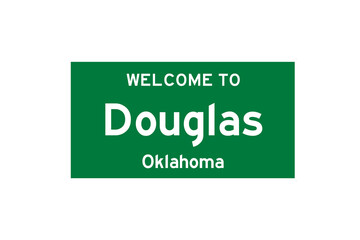 Douglas, Oklahoma, USA. City limit sign on transparent background. 