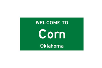 Corn, Oklahoma, USA. City limit sign on transparent background. 