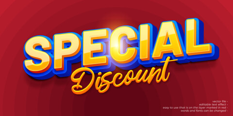 Special discount banner template with custom text editable 3D style effect