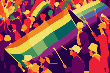 People tolerant of lgbt community, parade, flags, lgbtq+ pride