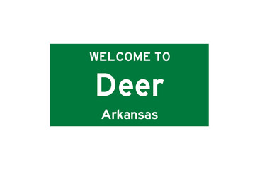 Deer, Arkansas, USA. City limit sign on transparent background. 