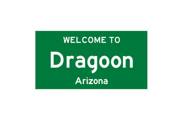 Dragoon, Arizona, USA. City limit sign on transparent background. 