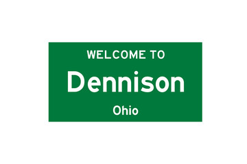 Dennison, Ohio, USA. City limit sign on transparent background. 