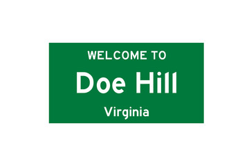 Doe Hill, Virginia, USA. City limit sign on transparent background. 