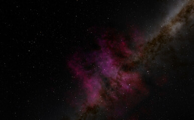 Obraz na płótnie Canvas Nebula and Milky Way galaxy 3d rendering, deep space background illustration