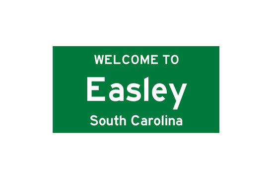 Easley, South Carolina, USA. City limit sign on transparent background. 