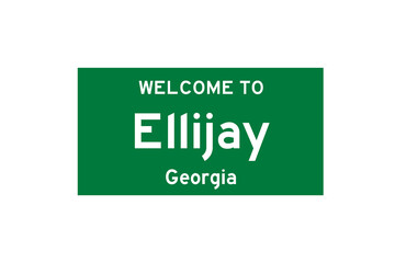 Ellijay, Georgia, USA. City limit sign on transparent background.  - obrazy, fototapety, plakaty
