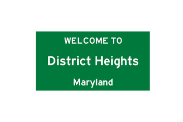 District Heights, Maryland, USA. City limit sign on transparent background. 