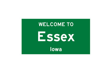 Essex, Iowa, USA. City limit sign on transparent background. 