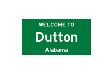 Dutton, Alabama, USA. City limit sign on transparent background. 