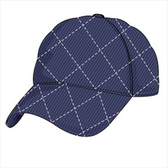 QUILTED BASEBALL CAP IN EDITABLE VECTOR