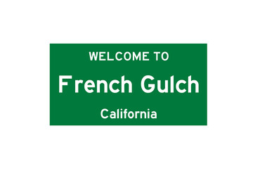 French Gulch, California, USA. City limit sign on transparent background. 