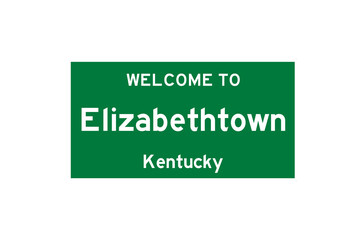 Elizabethtown, Kentucky, USA. City limit sign on transparent background. 