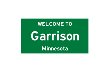 Garrison, Minnesota, USA. City limit sign on transparent background. 