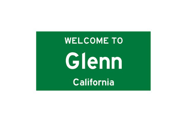 Glenn, California, USA. City limit sign on transparent background. 