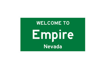 Empire, Nevada, USA. City limit sign on transparent background. 