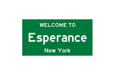 Esperance, New York, USA. City limit sign on transparent background. 
