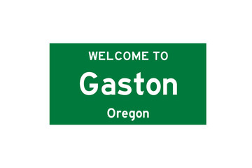Gaston, Oregon, USA. City limit sign on transparent background. 