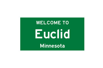 Euclid, Minnesota, USA. City limit sign on transparent background. 
