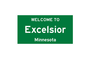 Excelsior, Minnesota, USA. City limit sign on transparent background. 