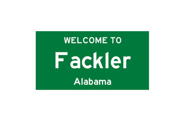 Fackler, Alabama, USA. City limit sign on transparent background. 