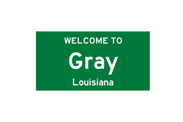 Gray, Louisiana, USA. City limit sign on transparent background. 