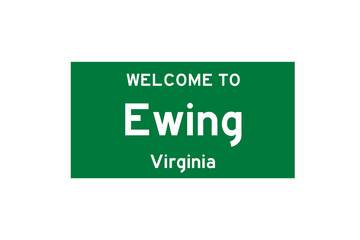 Ewing, Virginia, USA. City limit sign on transparent background. 