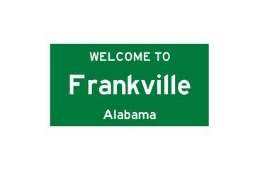 Frankville, Alabama, USA. City limit sign on transparent background. 