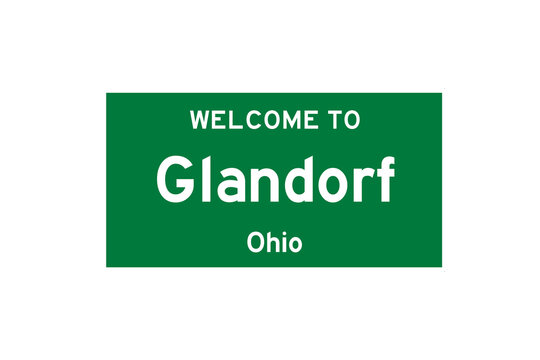Glandorf, Ohio, USA. City limit sign on transparent background. 
