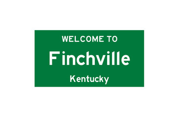 Finchville, Kentucky, USA. City limit sign on transparent background. 