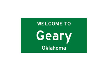 Geary, Oklahoma, USA. City limit sign on transparent background. 
