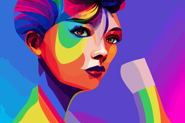 Obraz premium Lgbt girl anti human rights discrimination, look,