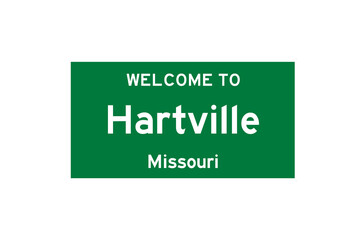 Hartville, Missouri, USA. City limit sign on transparent background. 