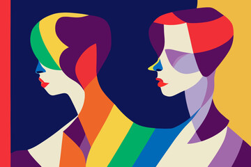 Girls, tolerta to lgbt community, illustration, lgbtq+ pride