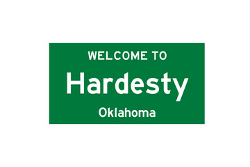 Hardesty, Oklahoma, USA. City limit sign on transparent background. 